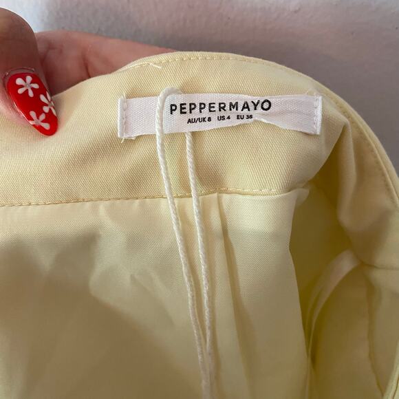 NWOT Peppermayo Women's size 4 Butter Yellow Sarah Micro Mini Skirt Lined - Picture 3 of 11